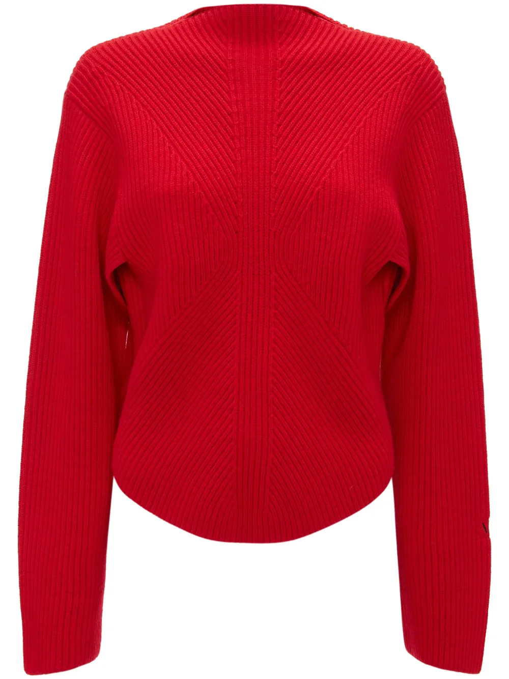 Shop Victoria Beckham Logo-embroidered Wool-blend Jumper In Red