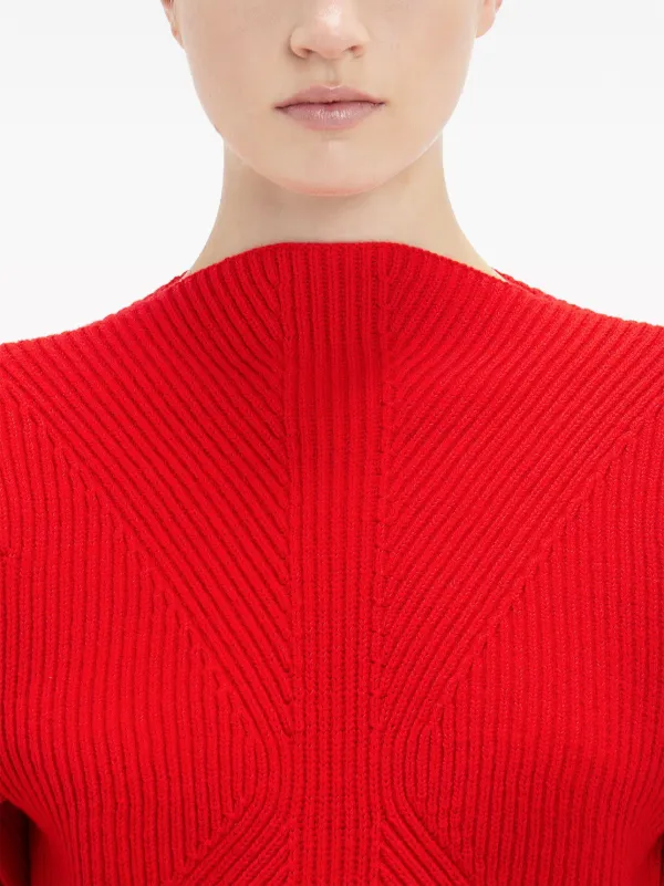 Victoria Beckham logo-embroidered wool-blend Jumper | Red