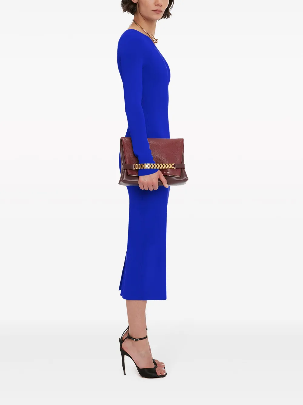 Shop Victoria Beckham One-shoulder Midi Dress In Blue