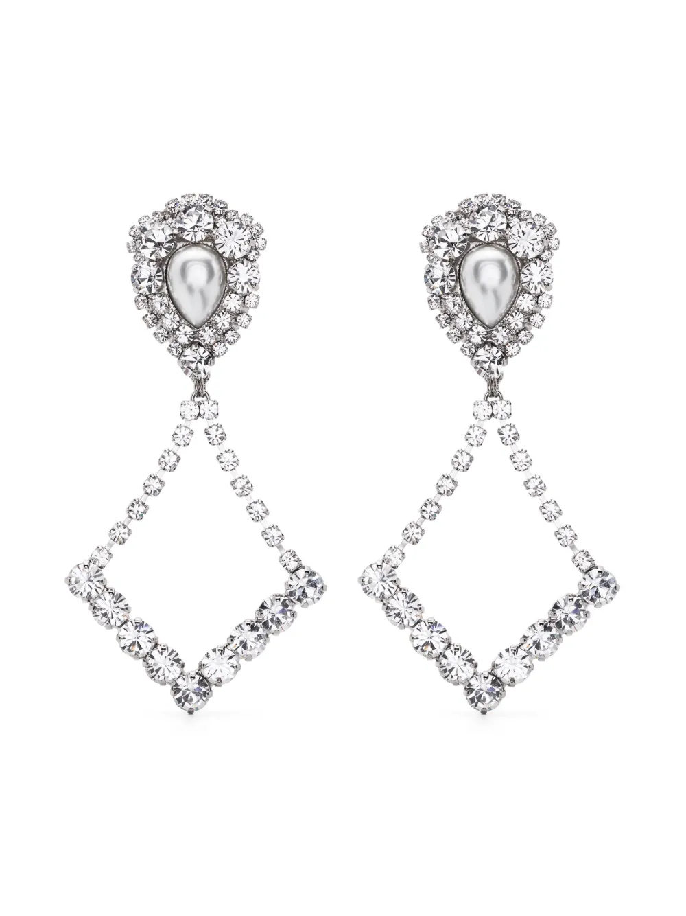 Alessandra Rich Crystal-embellished Drop Earrings In Silver