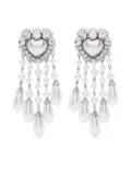 Alessandra Rich heart-shape crystal-embellished drop earrings - Silver