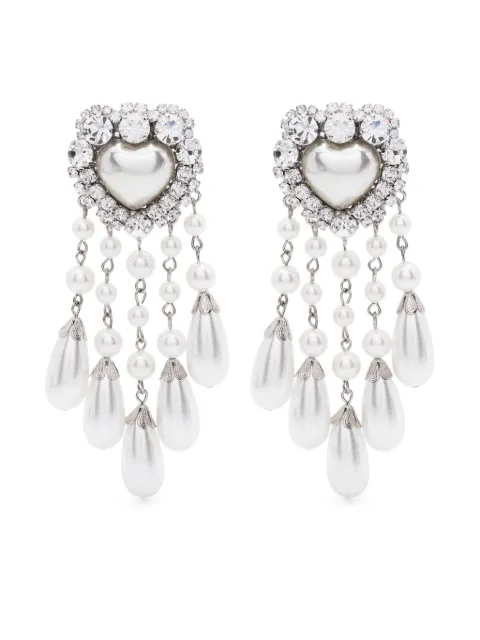 Alessandra Rich heart-shape crystal-embellished drop earrings