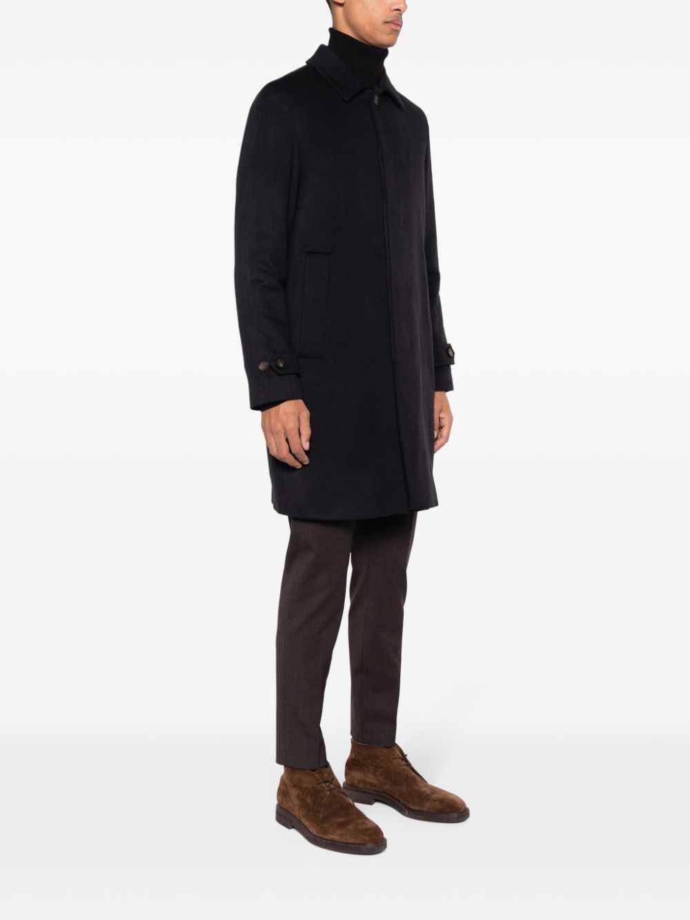 Shop Hevo Single-breasted Cashmere Coat In Black