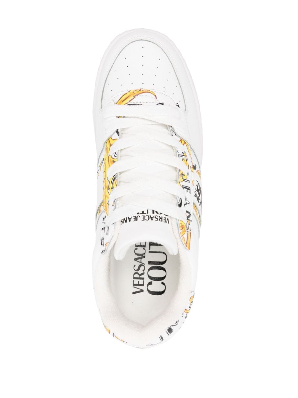Shop Versace Jeans Couture Meyssa Leather Sneakers In White