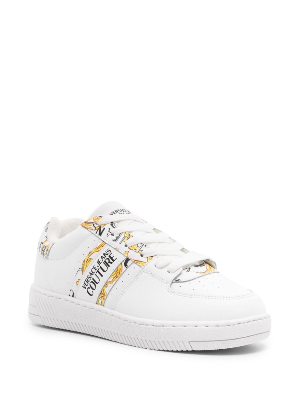 Shop Versace Jeans Couture Meyssa Leather Sneakers In White