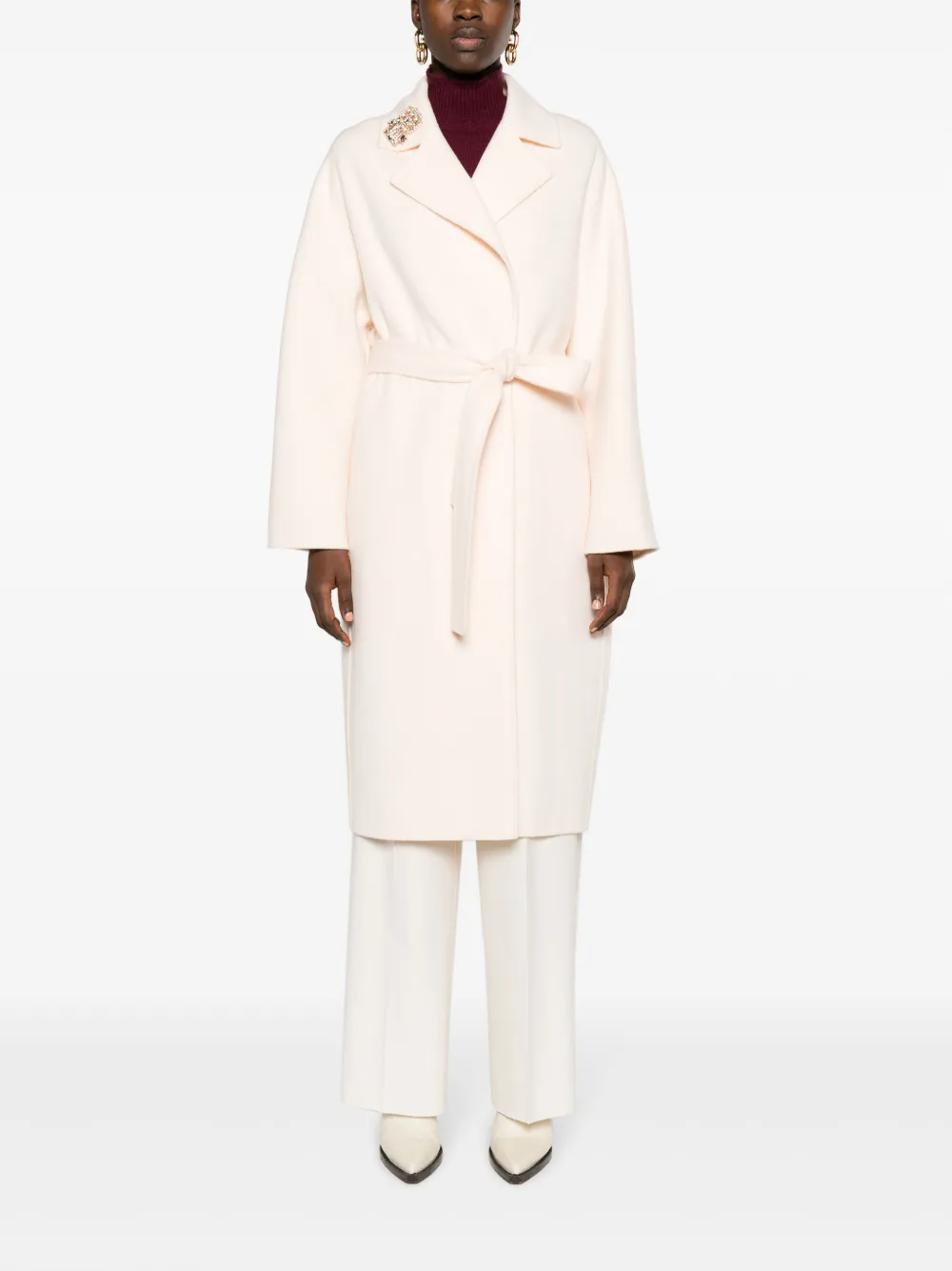 Elisabetta Franchi belted wool coat - Beige