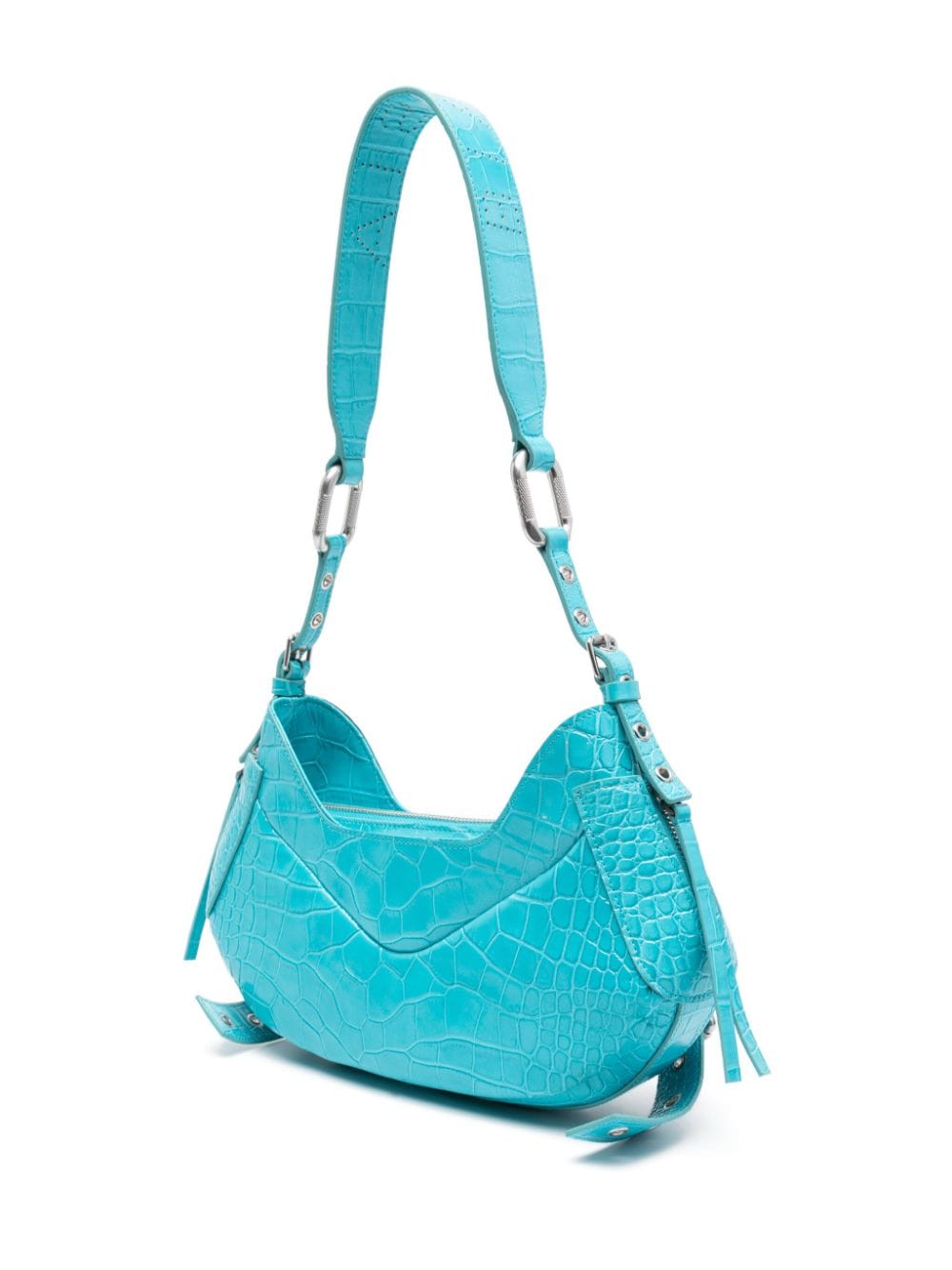 Shop Biasia Y2k Crocodile-embossed Shoulder Bag In Blue