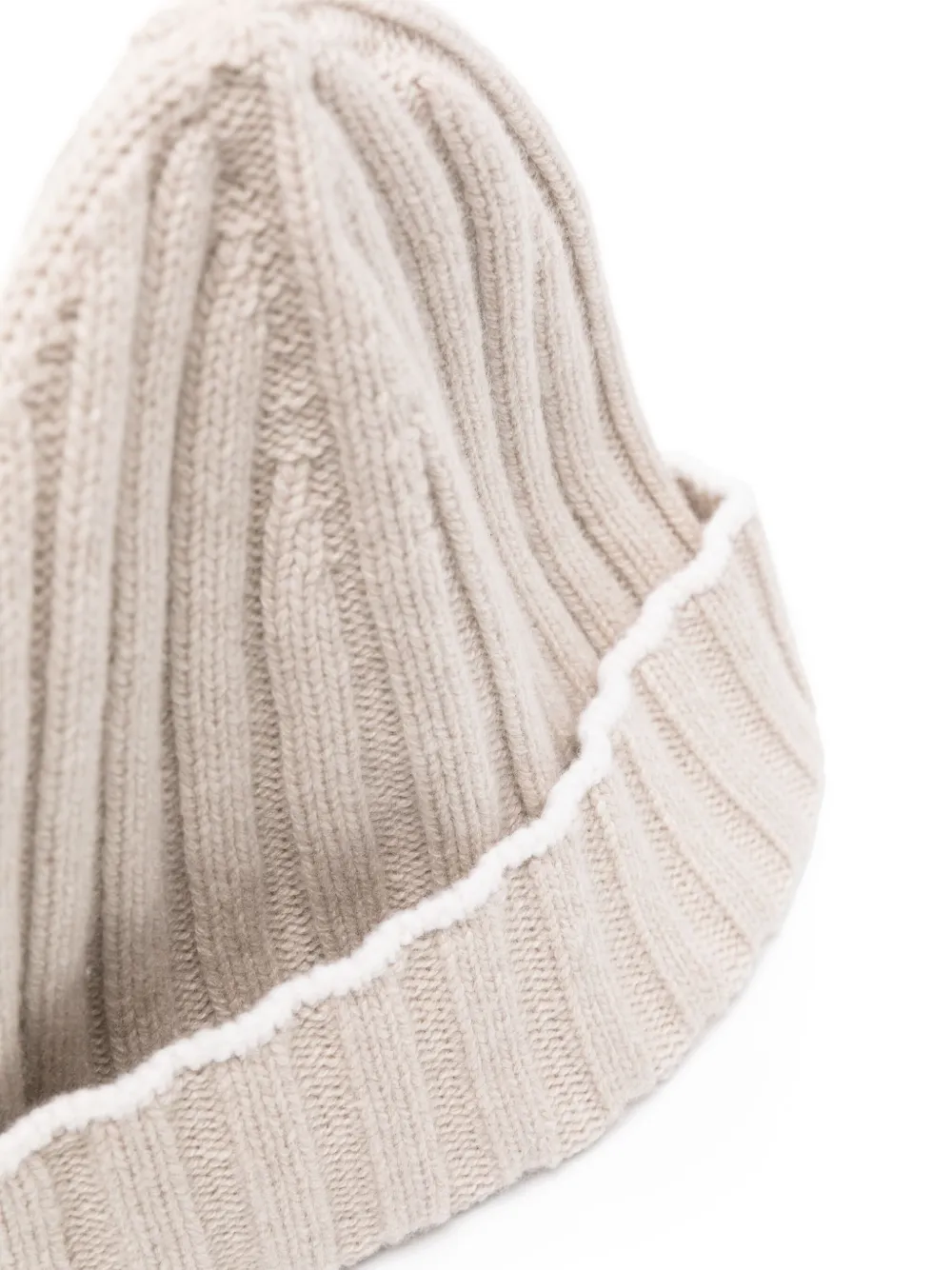 Brunello Cucinelli contrasting-trim cashmere beanie - Beige