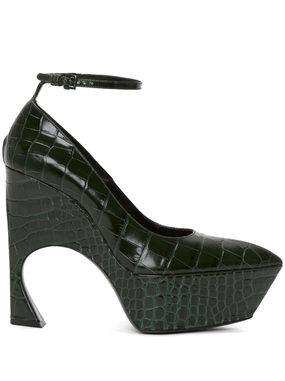 Victoria Beckham 100mm Crocodile-embossed Effect Leather Pumps In Black