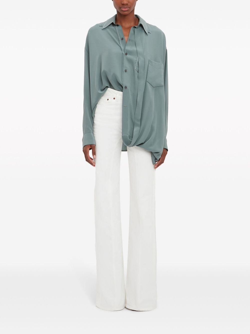 Shop Victoria Beckham Long-sleeve Double-layered Shirt In Blue
