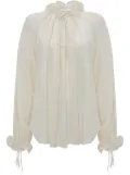 Victoria Beckham ruffle-trim pleated silk blouse - White