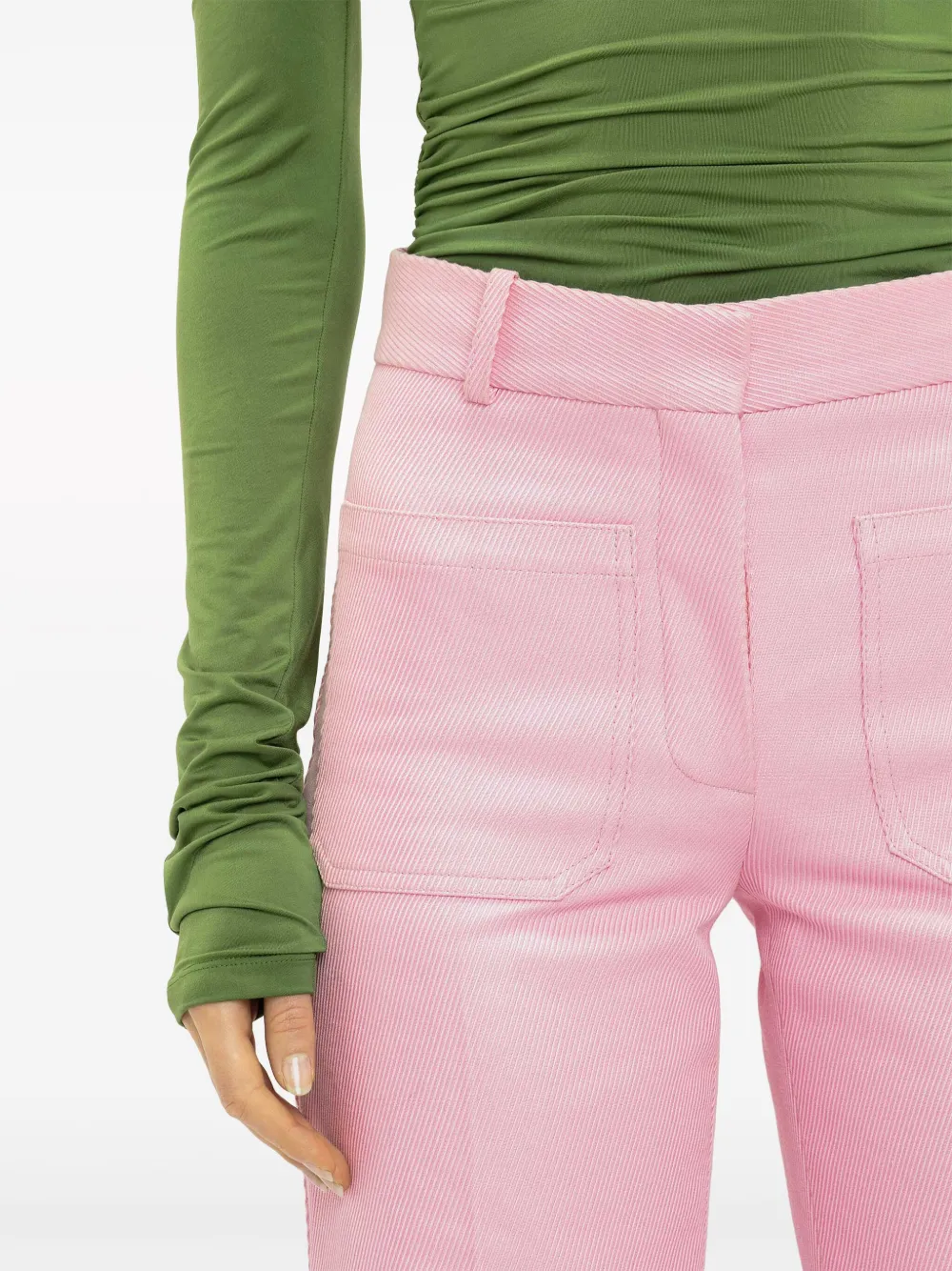 Shop Victoria Beckham Cotton Twill Wide-leg Trousers In Pink