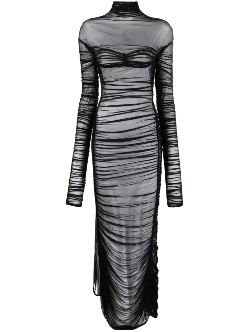 Robe longue à transparents froncés - Mugler - Modalova