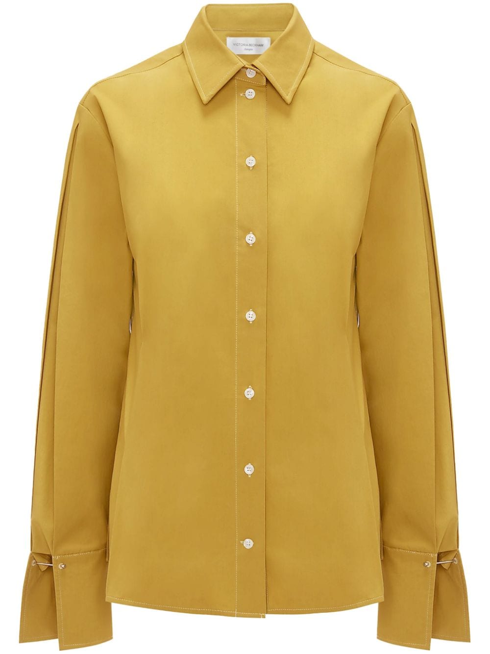 Victoria Beckham Split-cuff Pleated Shirt In Yellow