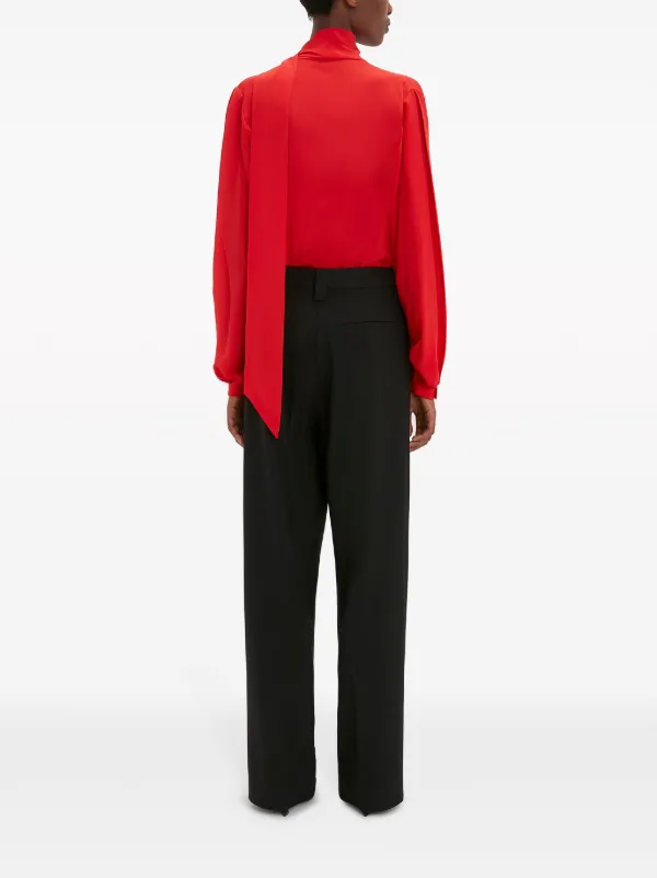 Victoria Beckham scarf-detail Silk Blouse | Red | FARFETCH JO