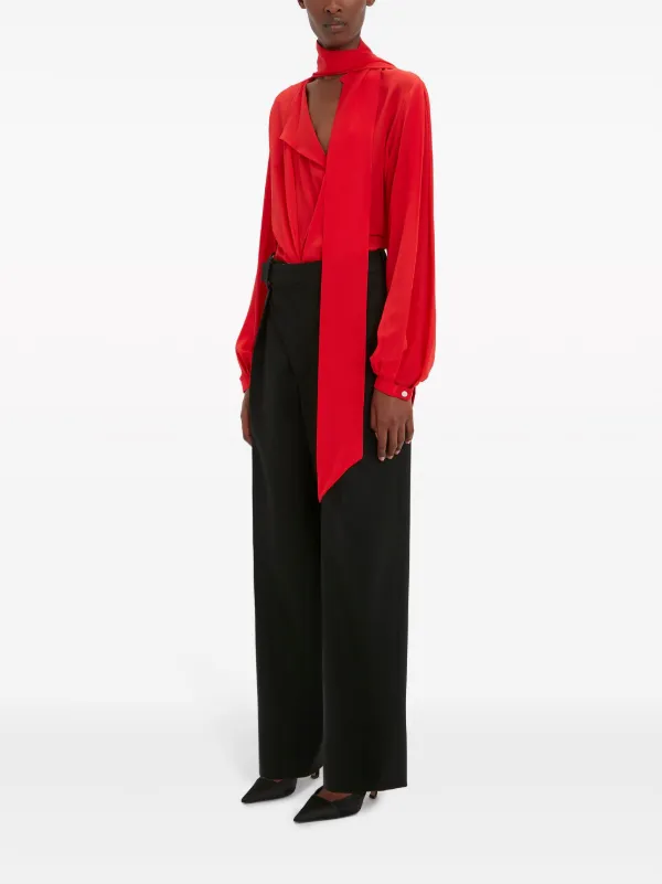 Victoria Beckham scarf-detail Silk Blouse | Red | FARFETCH