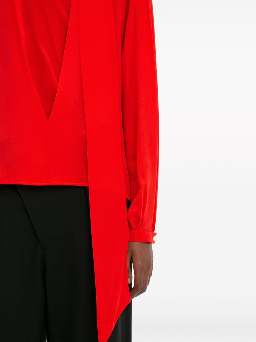 Shop Victoria Beckham Scarf-detail Silk Blouse In Red