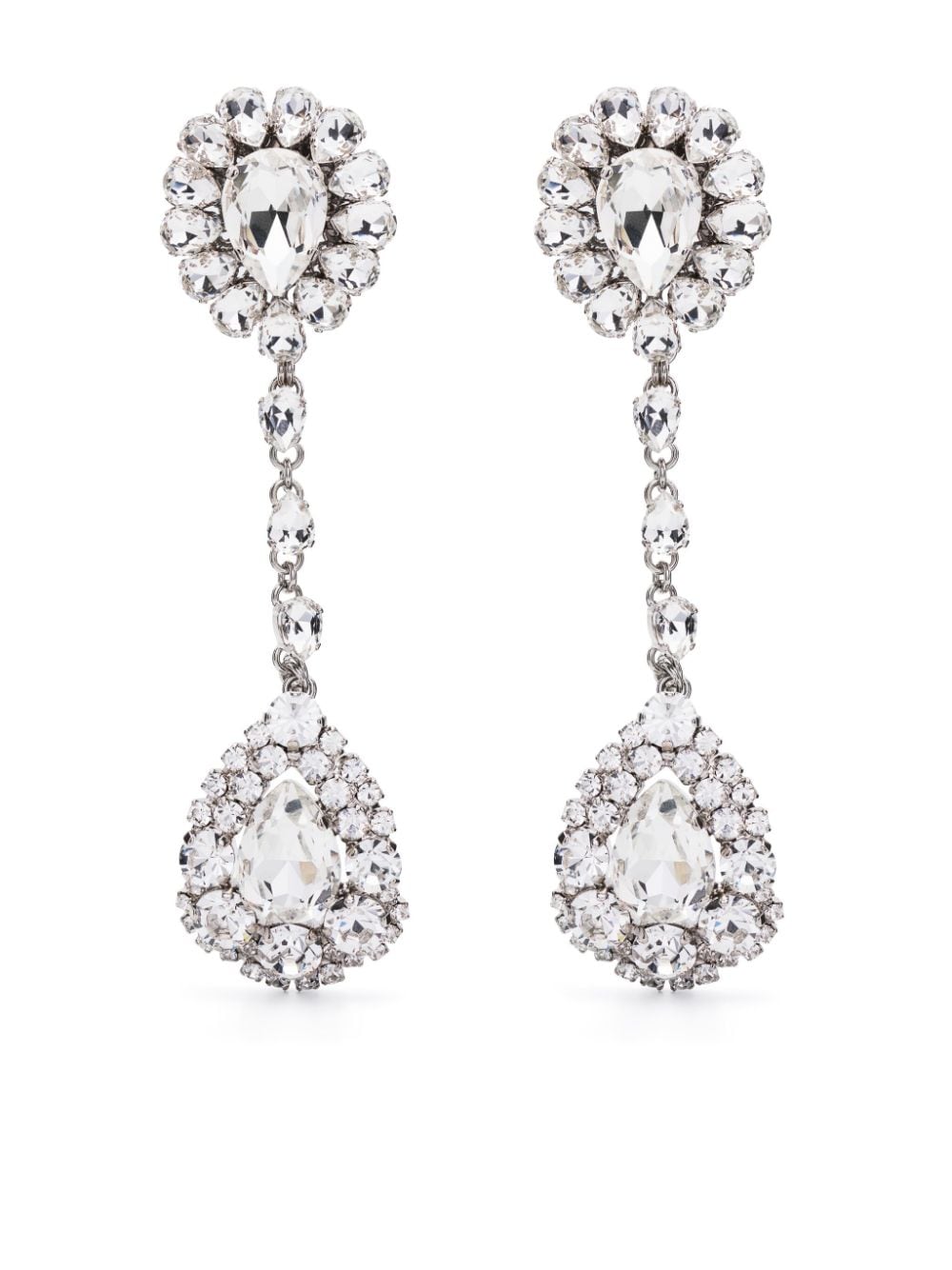 Alessandra Rich Crystal-embellished Drop Earrings In Silver