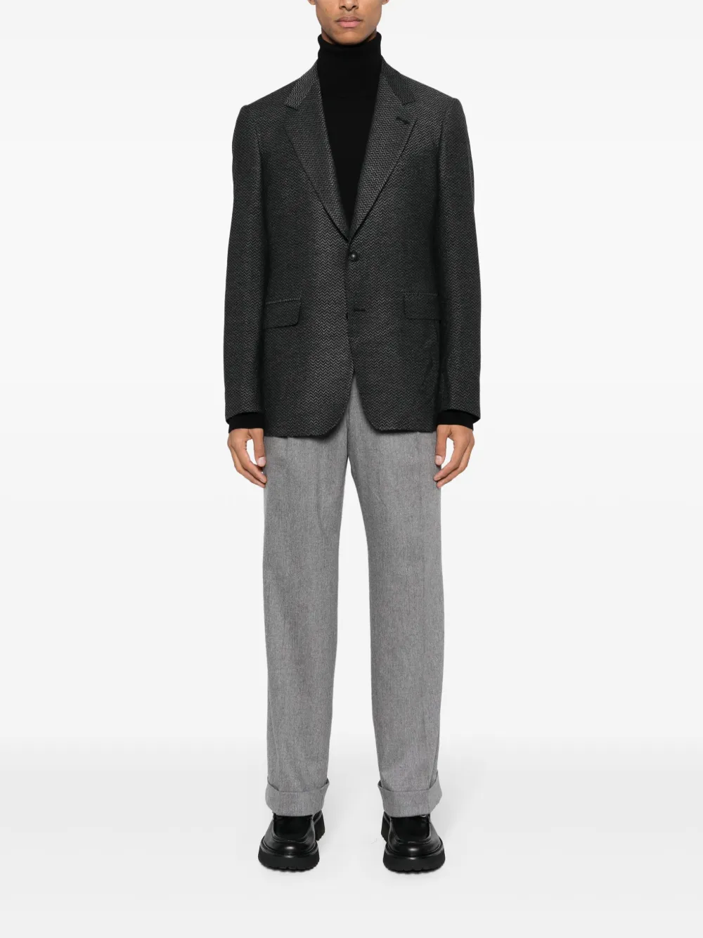 Tagliatore zigzag-pattern single-breasted blazer - Zwart