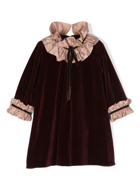 JESURUM BABY ruffled-trim velvet A-line dress