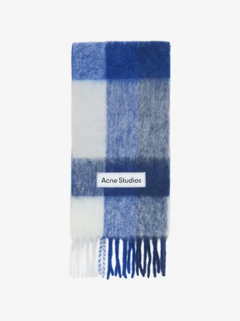 Acne Studios check logo-appliqué scarf