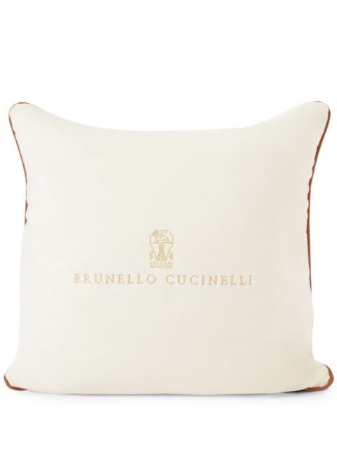 Brunello Cucinelli logo-embroidered cushion Men