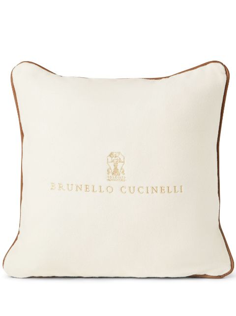 Brunello Cucinelli logo-embroidered cushion Men