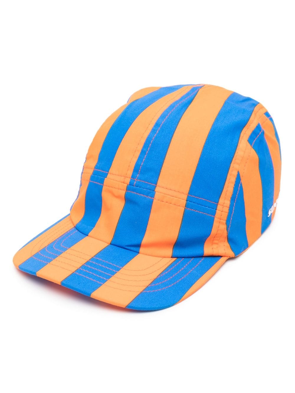 Sunnei Striped Cotton Baseball Cap In Orange