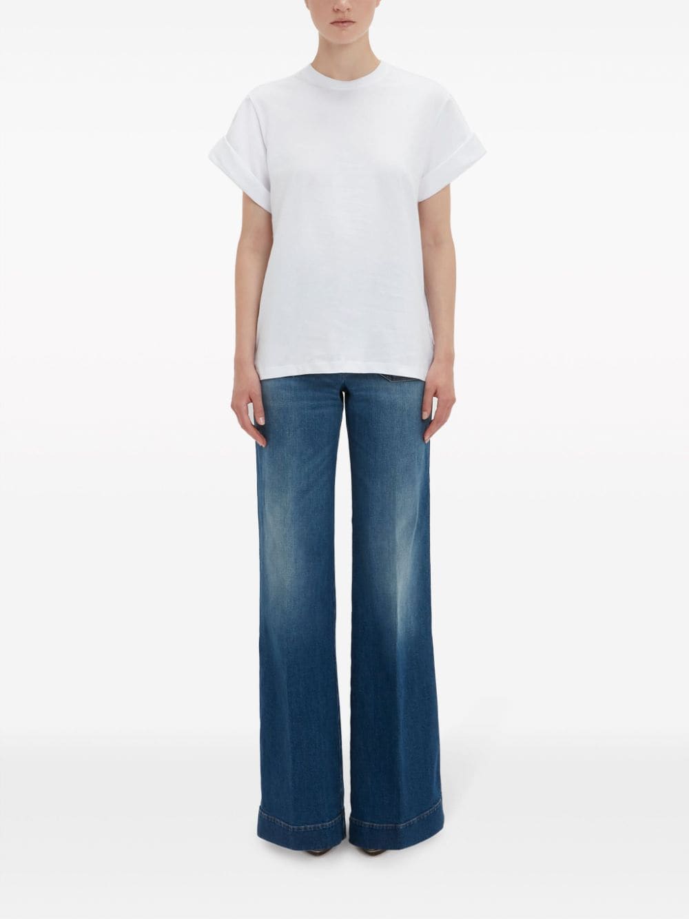 Shop Victoria Beckham Crew-neck Organic-cotton T-shirt In White