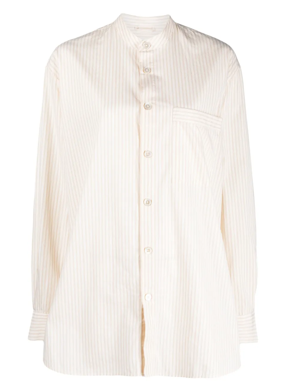 Birkenstock Striped Organic Cotton Pyjama Shirt In Neutrals