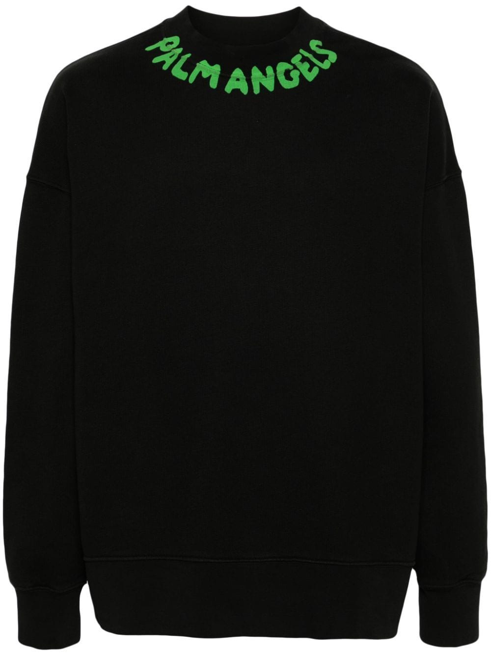 Shop Palm Angels Logo-print Cotton Sweatshirt In Black