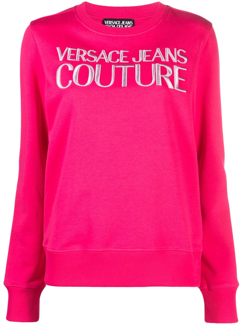 Versace Jeans Couture Logo-embroidered Cotton Sweatshirt In Pink