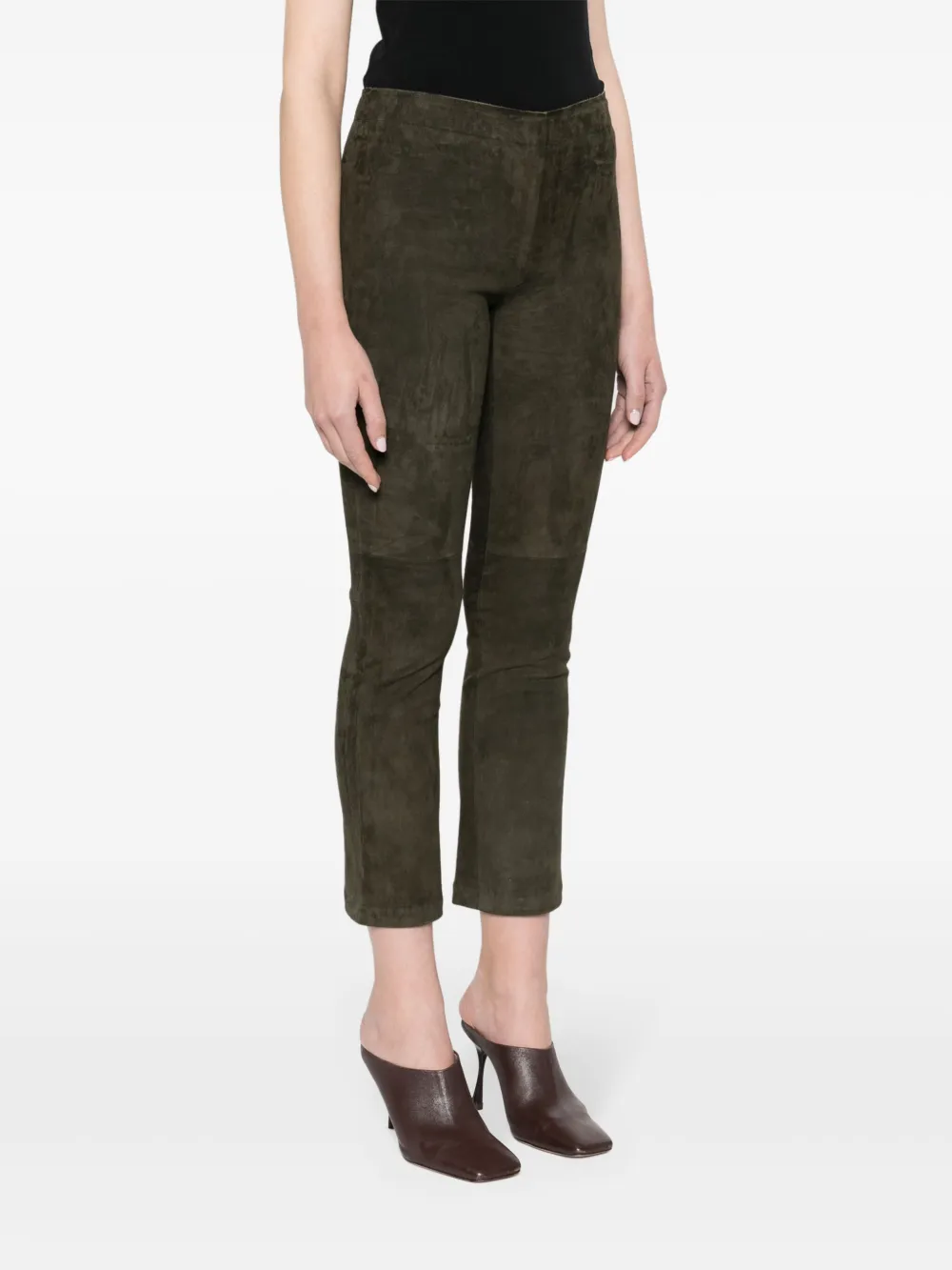 Shop Stouls Mid-rise Cropped Trousers In Grün