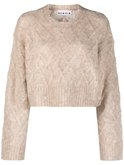 REMAIN cable-knit cropped wool blend jumper