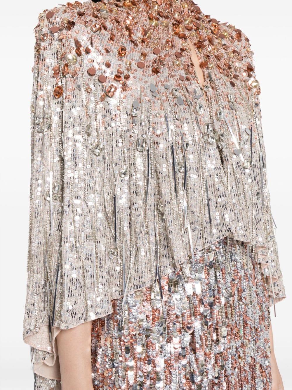 Shop Jenny Packham Rose Sequin Gown In Silver