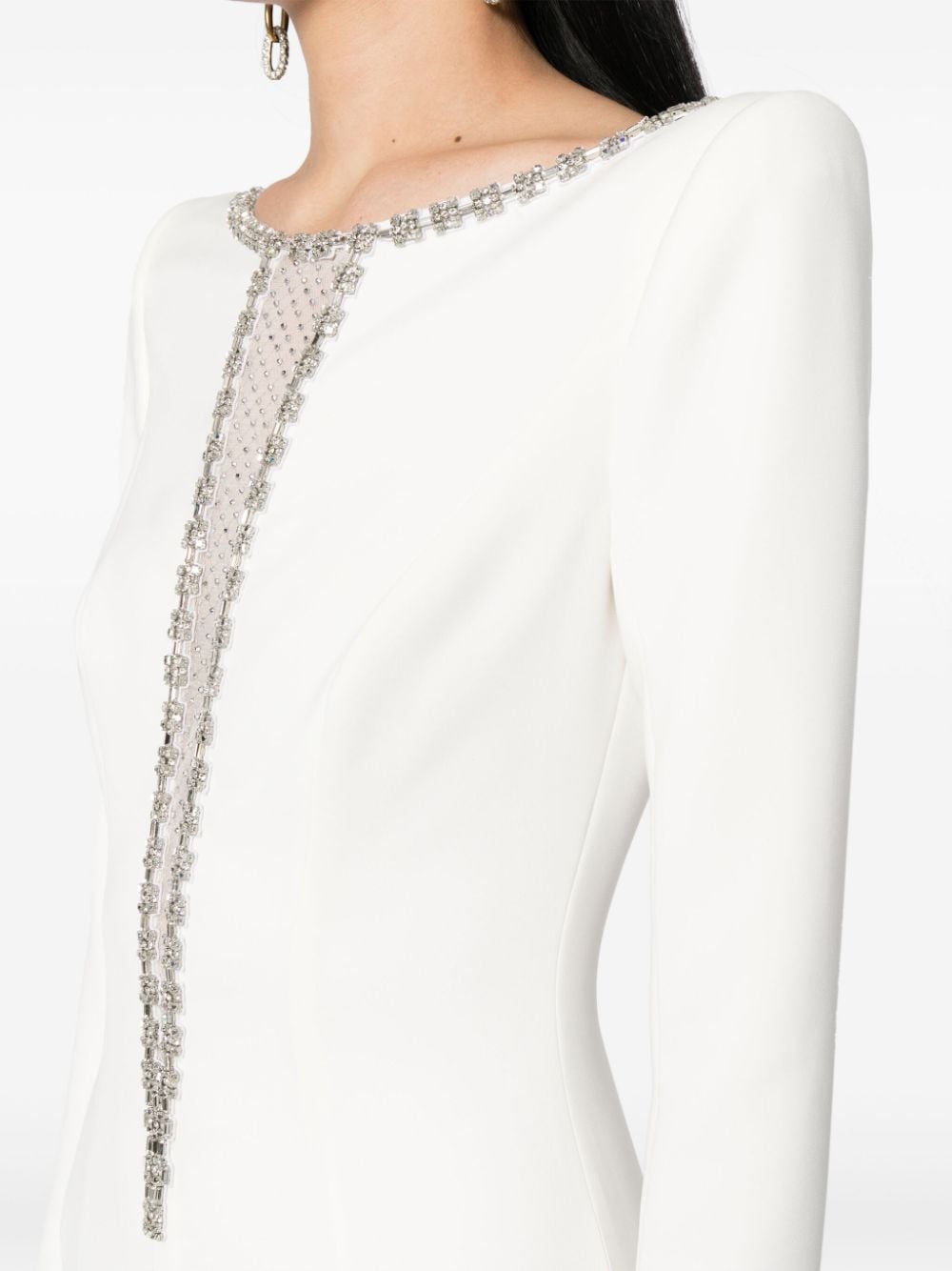 Shop Jenny Packham Vera Crystal-embellished Satin A-line Dress In 白色