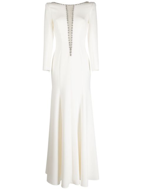 Jenny Packham Vera crystal-embellished satin A-line dress Women