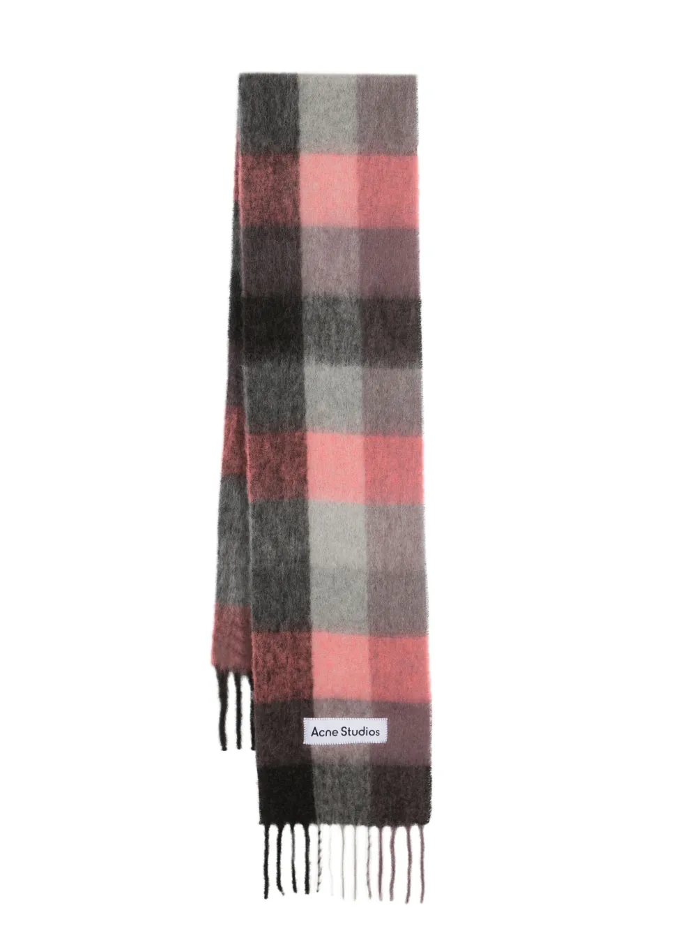 logo-appliqué checked scarf