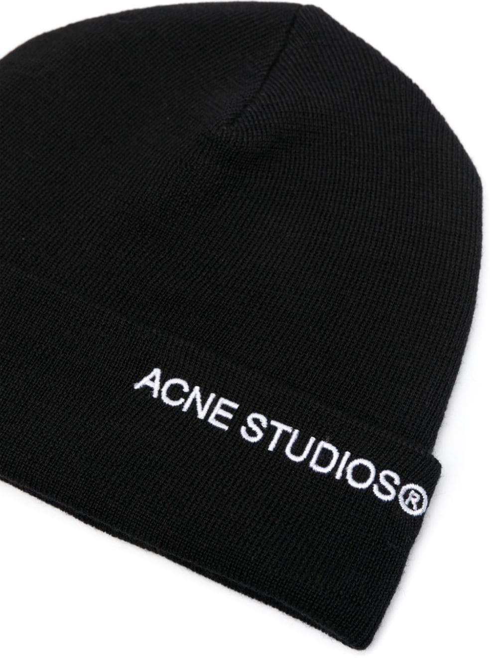 Shop Acne Studios Logo-embroidered Beanie In Black