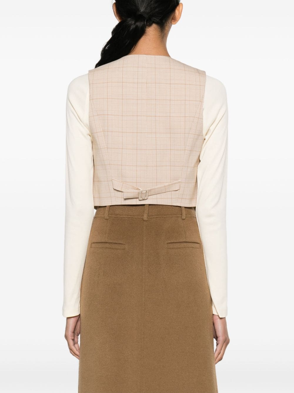 Shop Claudie Pierlot Check-pattern V-neck Waistcoat In 中性色