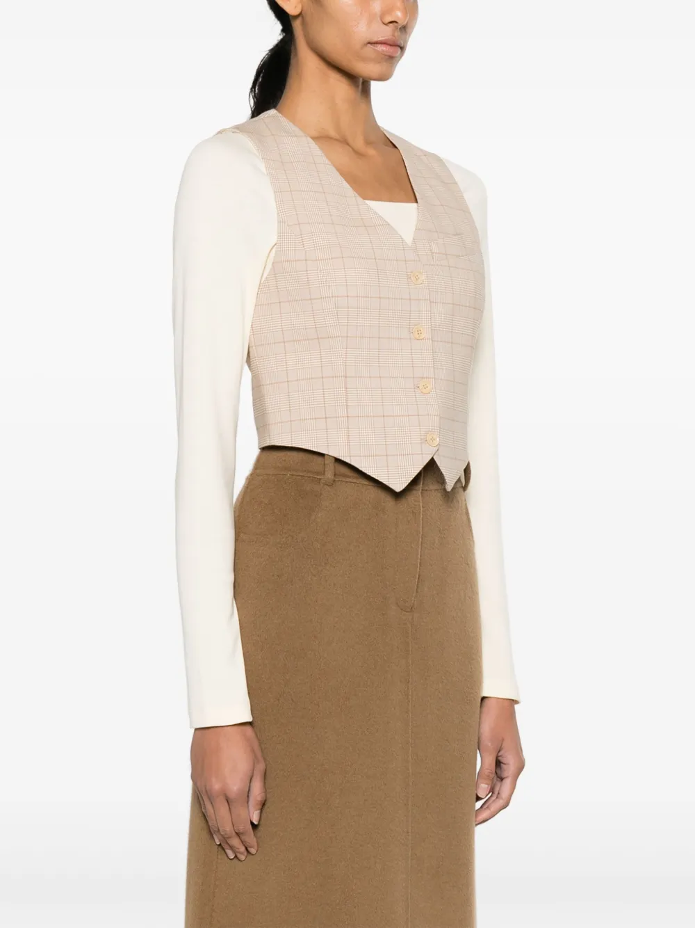 Claudie Pierlot Geruit gilet met V-hals Beige