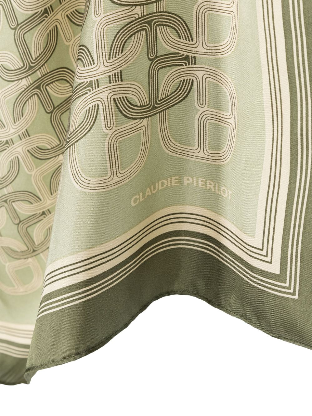 Shop Claudie Pierlot Monogram-pattern Silk Scarf In Green