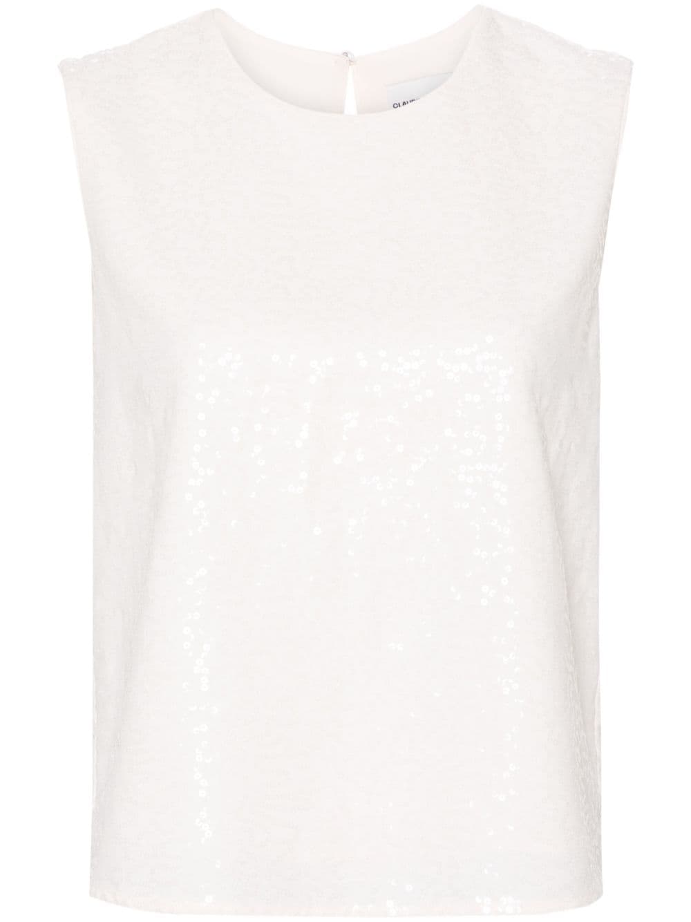 Claudie Pierlot Open-back Sequin-embellished Tank Top In White