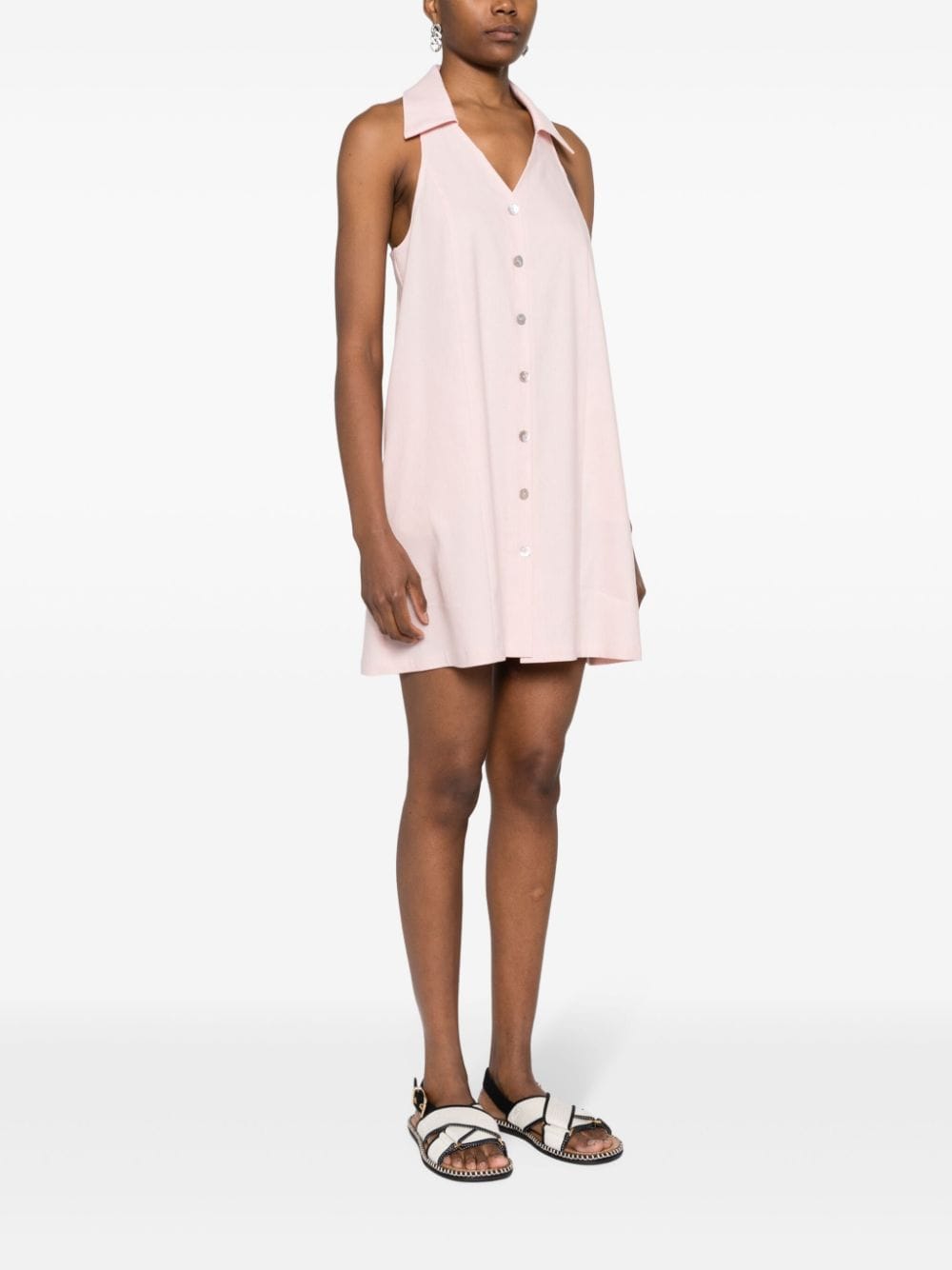 Shop Claudie Pierlot V-neck Button-up Minidress In Pink