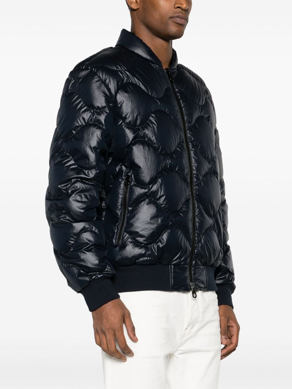 Shop Duvetica Quilted Padded Bomber Jacket In Blue