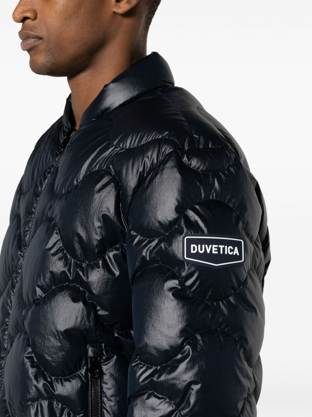 Shop Duvetica Quilted Padded Bomber Jacket In Blue