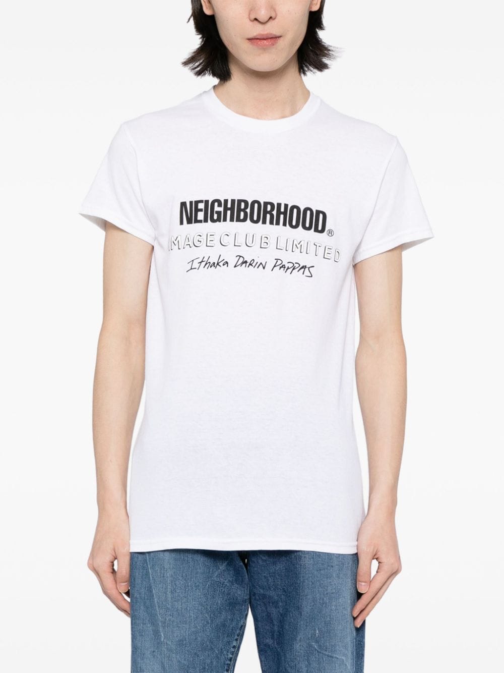Shop Neighborhood Logo-print Cotton T-shirt In Weiss
