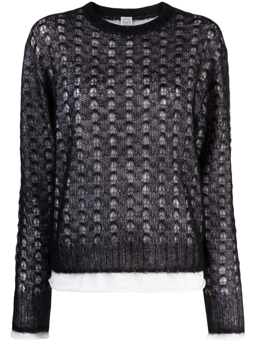 Shop Totême Lace-knit Mohair-blend Jumper In Black