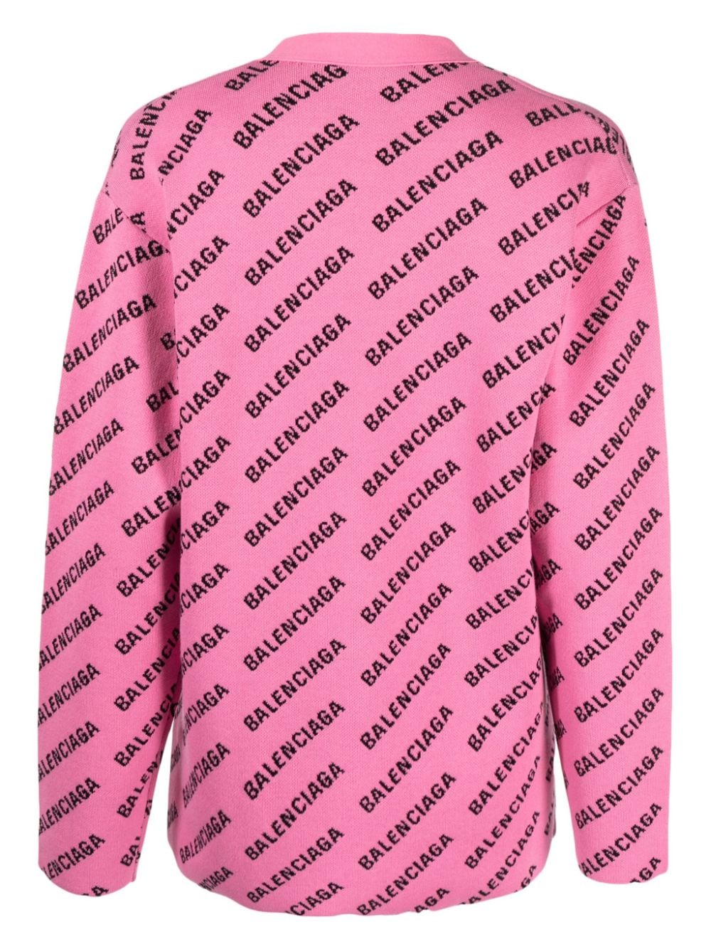 Shop Balenciaga Logo-intarsia Cardigan In Pink