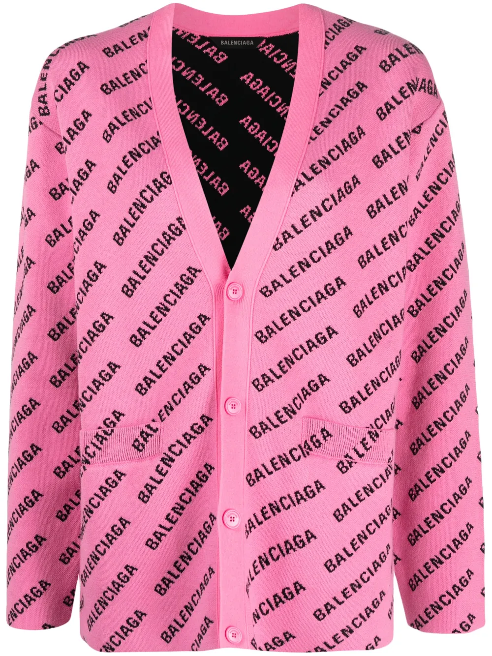 Shop Balenciaga Logo-intarsia Cardigan In Pink